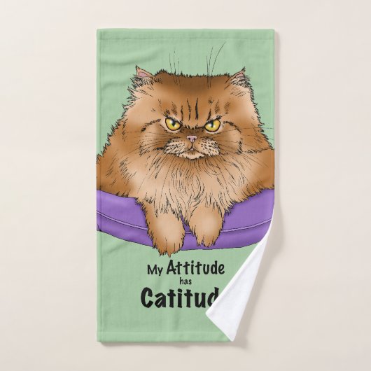 Attitude de chat drôle (Serviette à main)