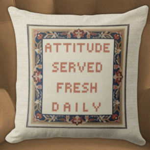 Attitude geserveerd verse dagelijkse grappige faux kussen