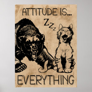 Attitude is Alles grappige beer Poster