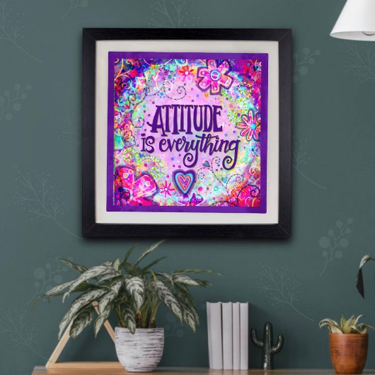 Attitude is alles roze foto print foto afdruk