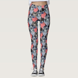 Attitude Roxxs Unisex Leggings "Patriot Skulls"
