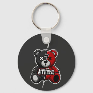 Attitude Split Beer Bliksem X-Ogen Teddy Grafiek Sleutelhanger
