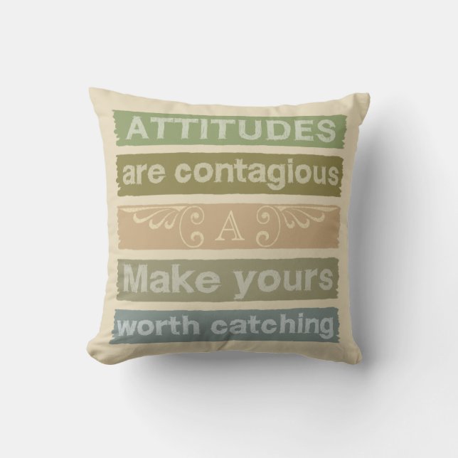 ATTITUDES aangepaste monogram motivatie kussen (Voorkant)