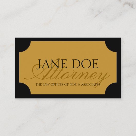 Attorney Black Border/Yellow Gold Script Visitekaartje (Voorkant)