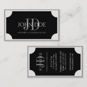 Attorney Black Plaque/Silver Border Visitekaartje (Voorkant / Achterkant)