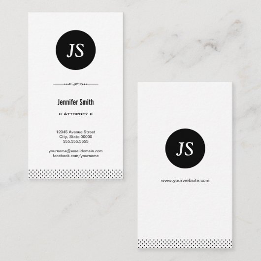 Attorney - Clean Black White Visitekaartje (Voorkant / Achterkant)