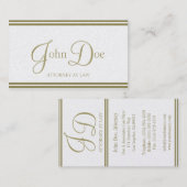 Attorney Elegant Script/Stripes Golden Visitekaartje (Voorkant / Achterkant)