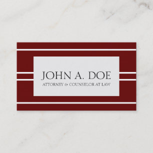 Attorney Lawyer Law Firm Dark Cherry White Stripes Visitekaartje