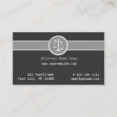 Attorney Legal Justice Scales Black|White|Gray Visitekaartje (Achterkant)