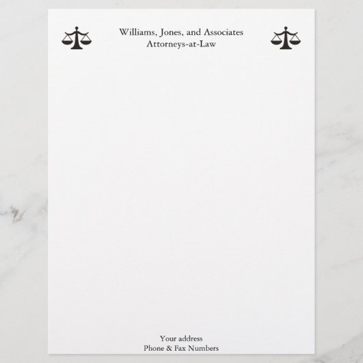 Attorney Letterhead Gepersonaliseerd Briefhoofd (Voorkant)