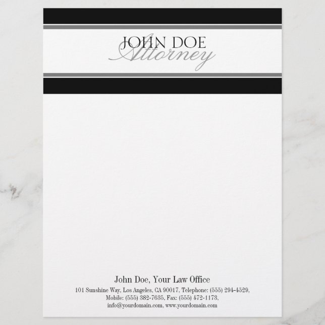 Attorney Letterhead SilverScript MatchBusinessCard Briefhoofd Ontwerp (Voorkant)