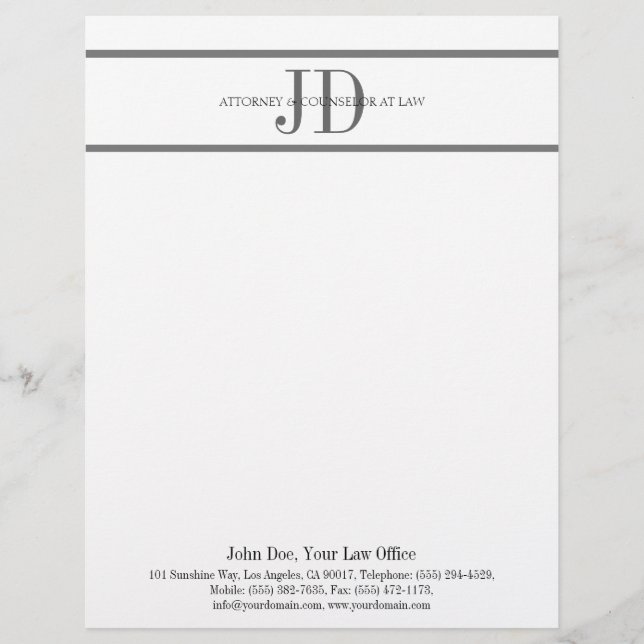 Attorney Letterhead SilverScript MatchBusinessCard Briefhoofd Sjabloon (Voorkant)