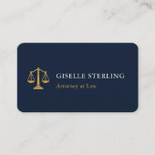 Attorney Navy Blue Gold QR Code Professional Visitekaartje (Voorkant)