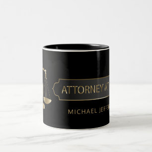 Attorney of Law - Black and Gold Tweekleurige Koffiemok