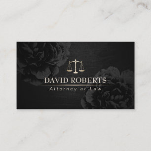 Attorney of Law Classy Black Floral Lawyer Visitekaartje