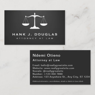 Attorney of Law Justice Scale Black Visitekaartje