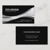 Attorney of law - Modern Black Silver Metallic Visitekaartje (Voorkant / Achterkant)