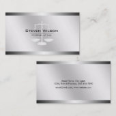 Attorney of Law White en Silver Steel Legal Scale Visitekaartje (Voorkant / Achterkant)