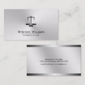 Attorney of Law White en Silver Steel Legal Scale Visitekaartje (Voorkant / Achterkant)