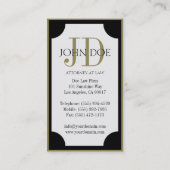 Attorney W/B Gold Monogram/Border Visitekaartje (Achterkant)