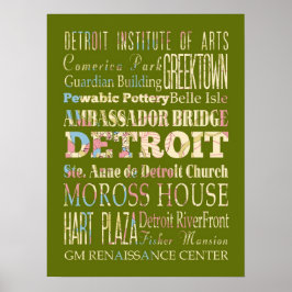 Attractions & Famous Places of Detroit, Michigan. Poster