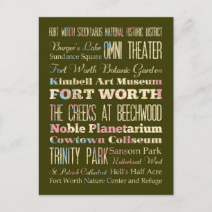 Attractions & Famous Places of Fort Worth, Texas. Briefkaart