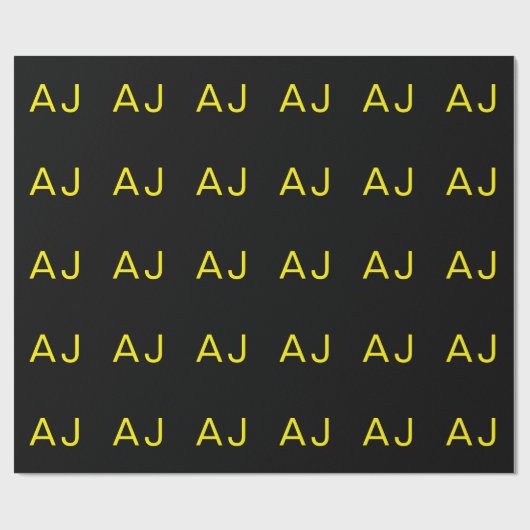 Attractive Monogram Yellow Black Modern Minimalist Cadeaupapier (Vlak)