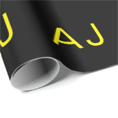 Attractive Monogram Yellow Black Modern Minimalist Cadeaupapier (Rol Hoek)