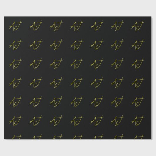 Attractive Monogram Yellow Black Modern Minimalist Cadeaupapier (Vlak)