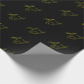 Attractive Monogram Yellow Black Modern Minimalist Cadeaupapier (Hoek)