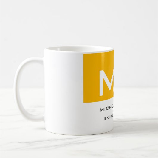 Attractive Monogrammed Yellow White Jouw naam Koffiemok (Links)