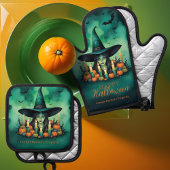 Attractive & Mystical Halloween Witch Conjures Ovenwant & Pannenlap Set
