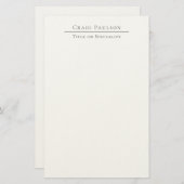 Attractive Professional Plain Minimalist Name Briefpapier (Voorkant / Achterkant)