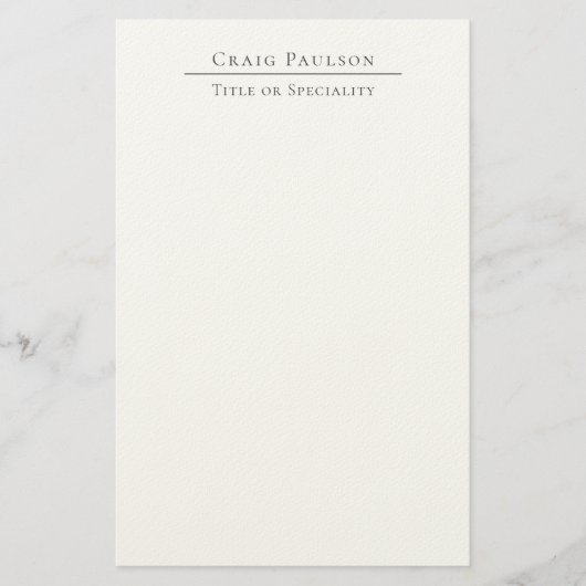 Attractive Professional Plain Minimalist Name Briefpapier (Voorkant)