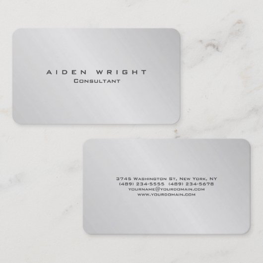 Attractive Silver Grey Stylish Modern Minimalist Visitekaartje (Voorkant / Achterkant)