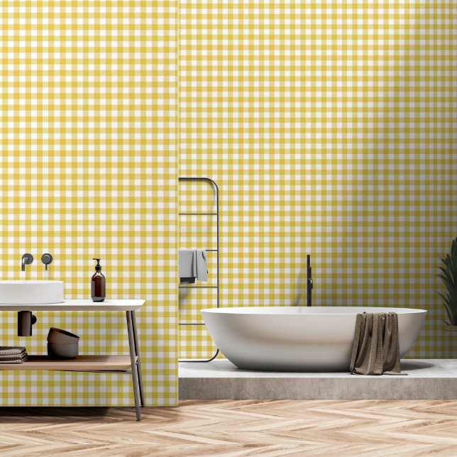 Attractive Yellow Check Buffalo Plaid Behang (Badkamer)