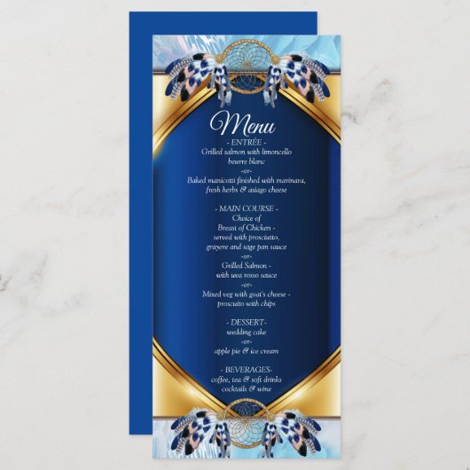 Attrape-rêve Bleu Exotique Menu de Mariage (Devant / Derrière)