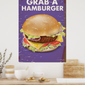 Attrape une affiche de nourriture vintage Hamburge (Cuisine)