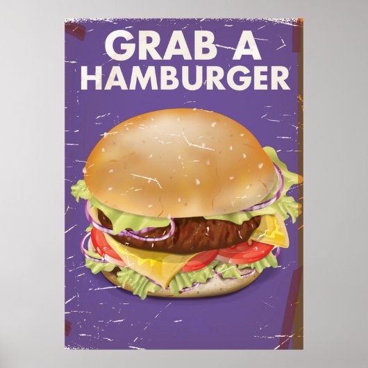 Attrape une affiche de nourriture vintage Hamburge (Devant)
