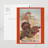Attraper une dinde, carte postale d'art vintage (Devant / Derrière)