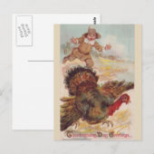 Attraper une dinde, carte postale d'art vintage (Devant / Derrière)