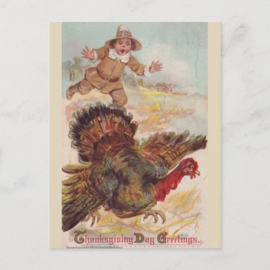 Attraper une dinde, carte postale d'art vintage (Devant)