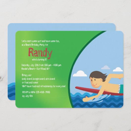 Attrapons une invitation Surf (Devant / Derrière)