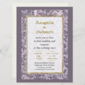 Attrayant Faire-part de mariage Floral Mauve (Devant / Derrière)