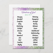 Attributs de Dieu de A à Z Carte personnalisable (Devant / Derrière)