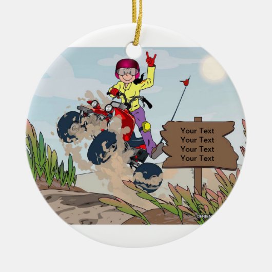 ATV Rider - Vrouw Keramisch Ornament (Voorkant)