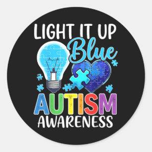 Au-bewustzijn gloeilamp schijnt blauw ronde sticker