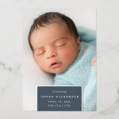 Au carré | Faire-part de naissance à huile d'argen (Recto)