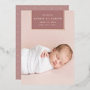 Au carré Faire-part de naissance rose Gold Foil