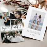 Au-delà du Carte de remerciements de photos de Mar<br><div class="desc">Simple mariage, merci cartes pour envoyer notre à vos invités mariages pour montrer votre appréciation d'eux vous aidant à célébrer votre merveilleuse journée. Doté de 4 photos mariages sur le devant, le titre "au-delà de la reconnaissance" dans une police de script élégante, sur le dos est une photo de vous...</div>